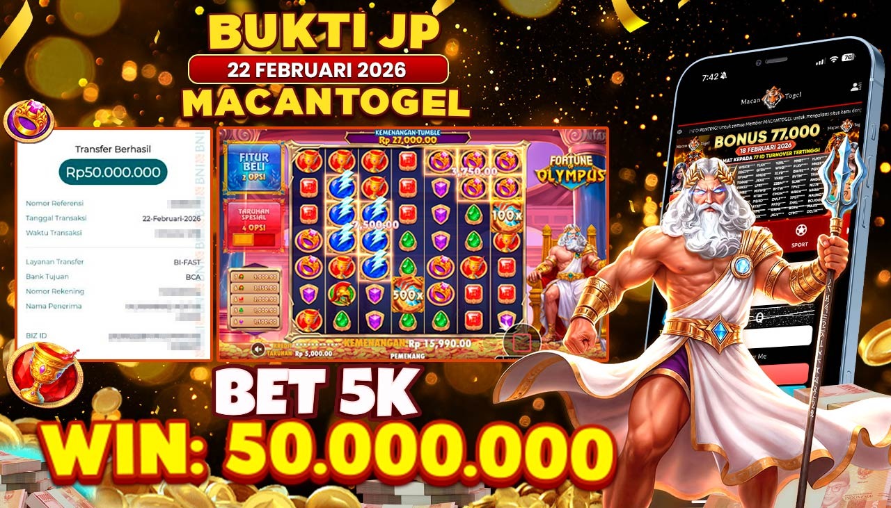 MACANTOGEL JACKPOT PERMAINAN SLOT PRAGMATIC PLAY FORTUNE OF OLYMPUS Rp.50.000.000,- LUNAS