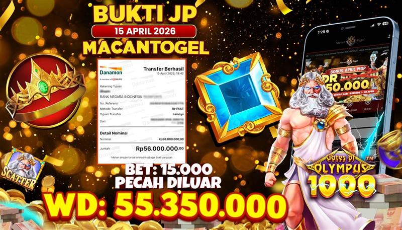 MACANTOGEL JACKPOT PERMAINAN SLOT PRAGMATIC PLAY GATES OF OLYMPUS 1000 Rp.55.350.000,- LUNAS